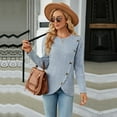 thumbnail image 5 of SWSMCLT Women's Soft Pullover Sweaters Long Sleeve Top Knit Tshirt Button Lightweight Dressy Sweater Asymmetric Fall Fashion Light Blue Medium, 5 of 5