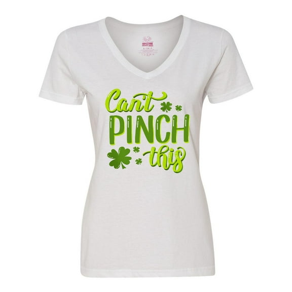 Inktastic St. Patrick's Day Can't Pinch This Hand Lettering Women's V-Neck T-Shirt