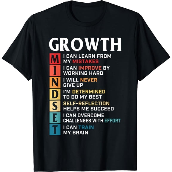 Growth Mindset Definition Shirt Inspirational Quotes T-Shirt Black Small