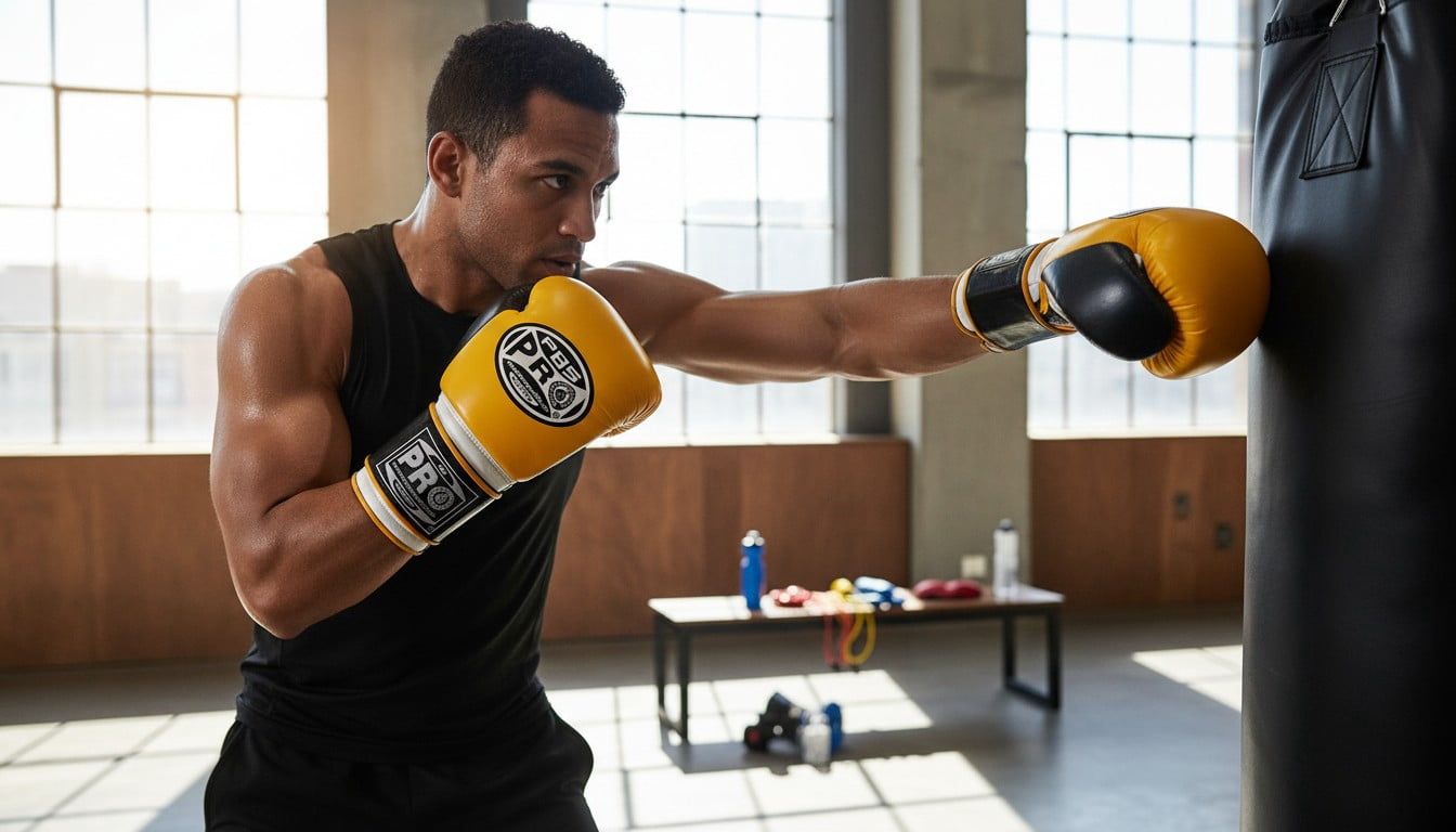 ProBoxing® Leather Boxing Gloves – (Yellow & Black) (12oz) Training Boxing Gloves for Boxing, MMA, Muay Thai & Sparring – Durable Genuine Leather, Wrist Support, Impact Protection