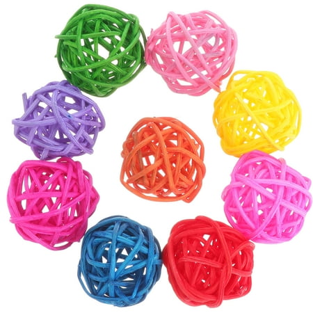 50PCS 3CM Colorful Rattan Ball Parrot Chewing Toy Ball Home DIY Decorative Ball