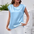 thumbnail image 3 of JoveMarine Women's Satin Tank Top Round Neck Loose Fit Blouse Business Casual Summer Top for Office and Daily Wear Sky Blue 2XL, 3 of 6