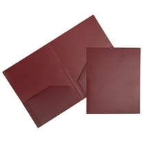 JAM Paper Heavy Duty Plastic 2 Pocket School Folders, Burgundy, 3/Pack