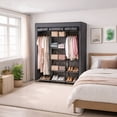 thumbnail image 3 of Closet Armable de Tela AGBOX Negro | Organizador de Ropa y Zapatos con Estructura Metálica | Ropero Portátil Ahorra Espacio Fácil de Armar, 3 of 10