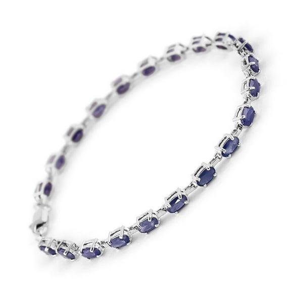 Galaxy Gold 8 CTW 14k Solid White Gold Tennis Bracelet Natural Sapphire