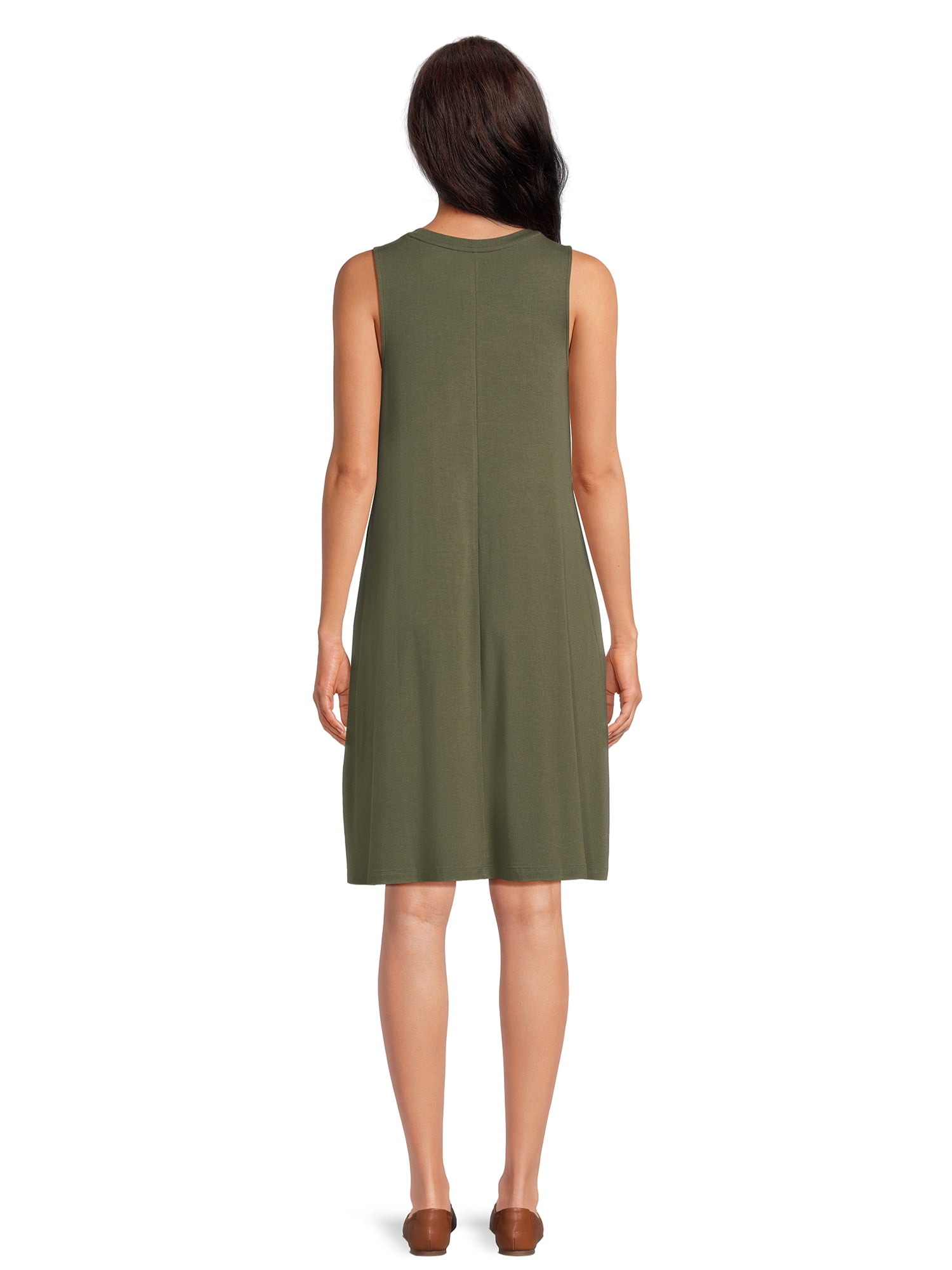 Time and Tru Women's Sleeveless Knit Swing Dress, Sizes XS-XXXL