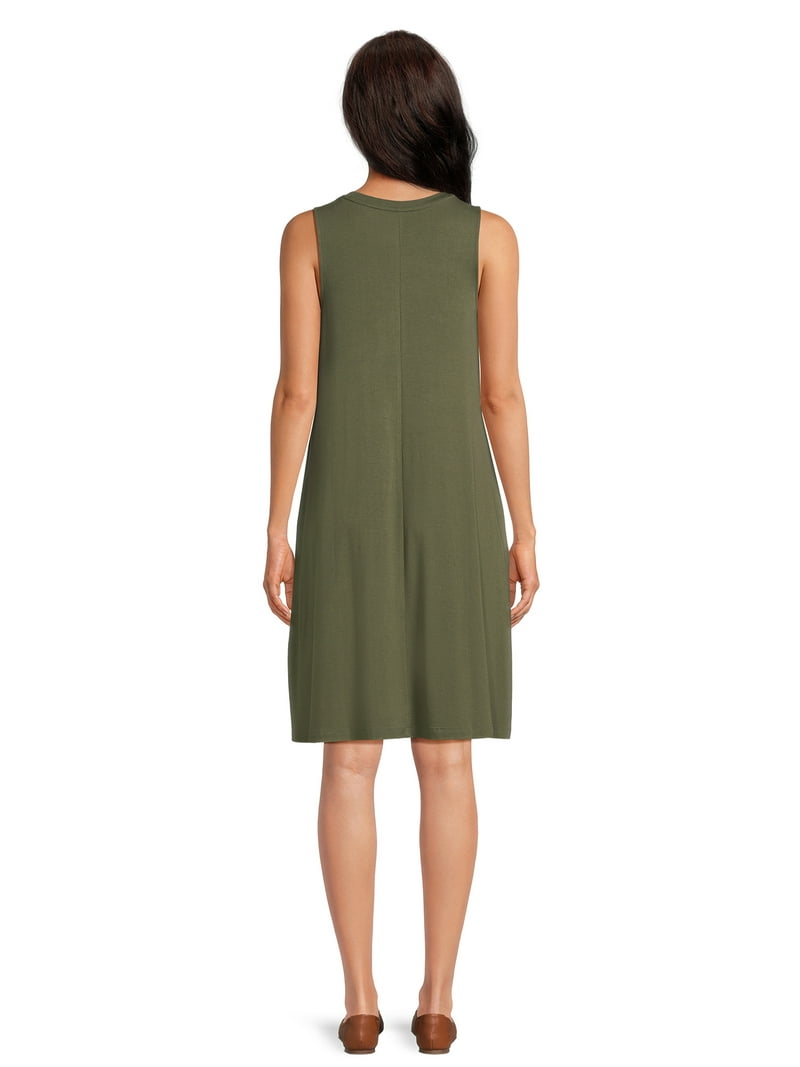 Time and Tru Women's Sleeveless Knit Swing Dress, Sizes XS-XXXL