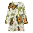 thumbnail image 2 of Blue Floral Butterfly Loose Dress Evening Dress Summer Dresses for Women Luxury Dress Long Sleeved Dress, 2 of 4