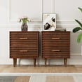 thumbnail image 4 of Alohappy Nightstands Set of 2, Mid Century Modern End Table with 2 Drawers, Vintage Wood Accent Side-Table for Living Room, Adult's Bedroom (Rustic Brown), 4 of 10
