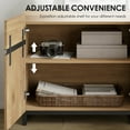 thumbnail image 6 of WAMPAT 3-Piece Modern 72" Tall Library Bookcases with Metal Base & Adjustable Shelves, Wood Bookshelves with Storage Cabinet & Open Shelves for Home Office & Living Room, Oak, 6 of 9