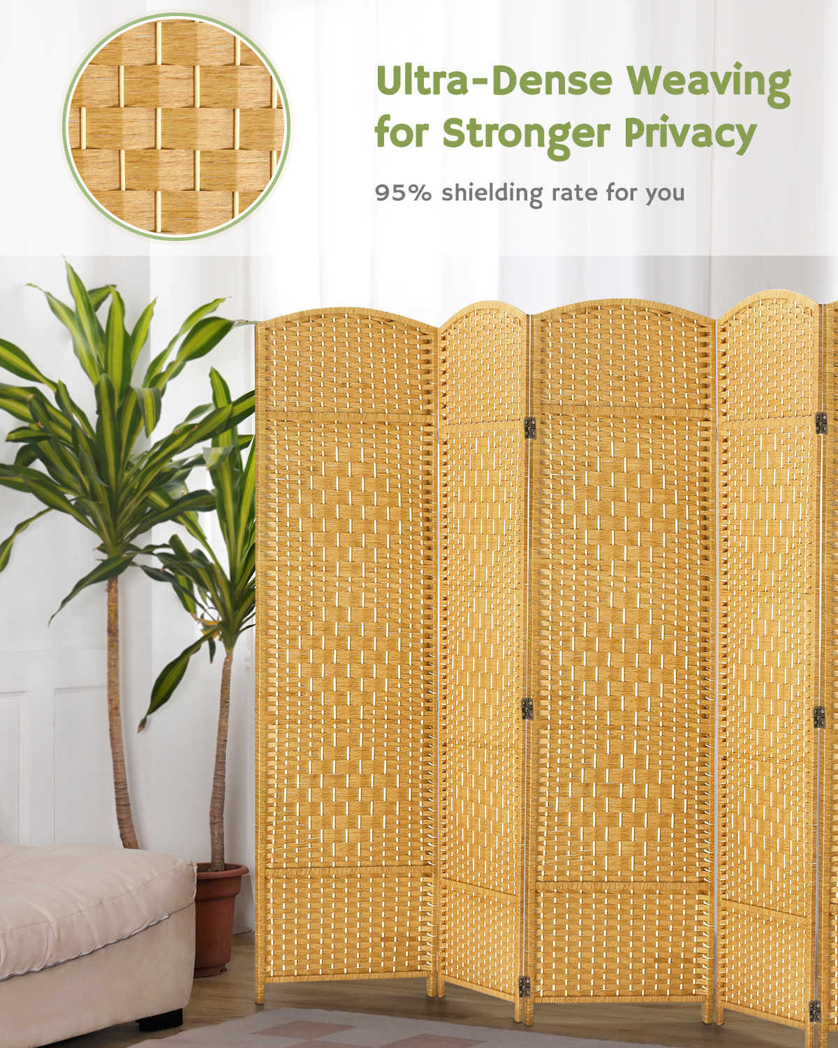 Jostyle Room Divider 6ft. Tall Extra Wide Privacy Screen, Folding Privacy Screens - image 2 of 12