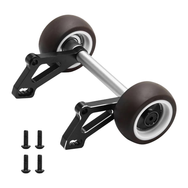 Rueda delantera para coche RC, barra de caballito de aluminio, rueda trasera para coche RC, soporte delantero Negro