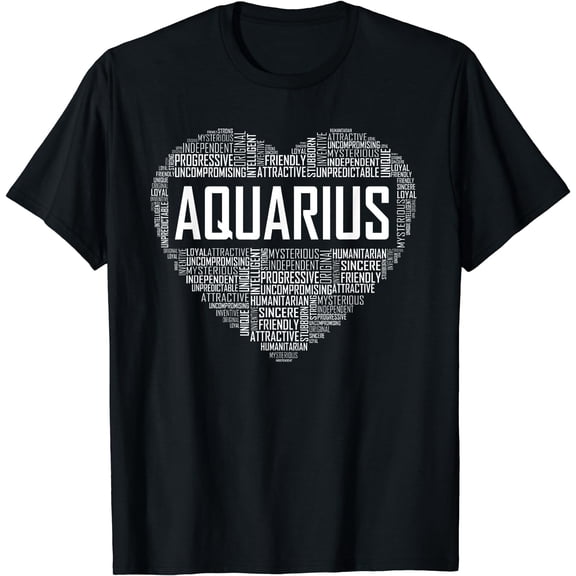 Aquarius Zodiac Traits Horoscope Astrology Sign Gift Heart T-Shirt