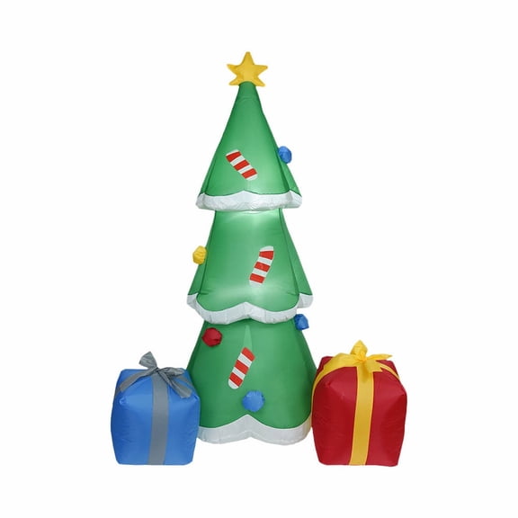 XIANXIAN 6 Foot Tall Inflatable Christmas Tree Yard Decoration LED Lights Christmas Inflatables Christmas Tree Lighted with Gift Boxes Santa Snowman Indoor Outdoor Inflatable Christmas