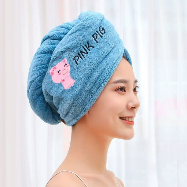 Toalla de microfibra para niña, gorro de ducha mágico de secado rápido, turbante grueso de doble cubierta, envoltura para la cabeza
