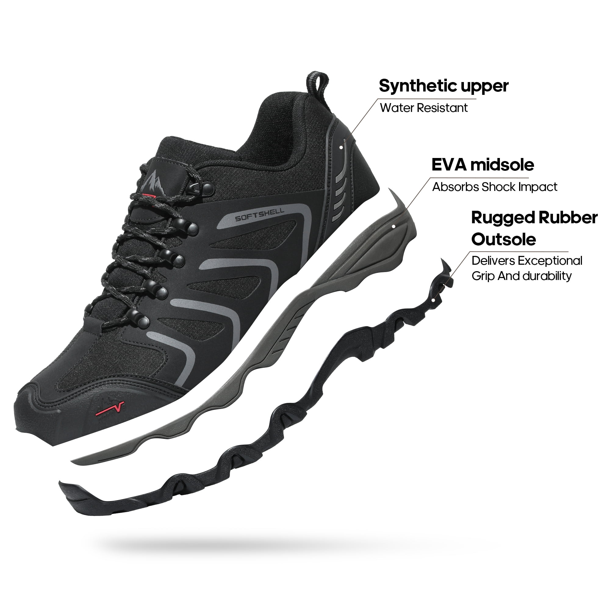 Nortiv 8 Men's Waterproof Outdoor Hiking Trail Boots, Black