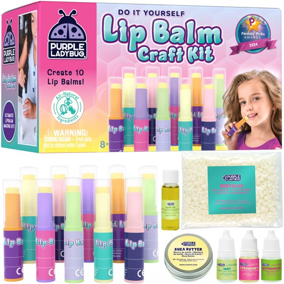 Kit para hacer bálsamo labial PURPLE LADYBUG Kids con ingredientes naturales
