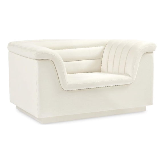 Meridian Furniture Cascade Cream Velvet Fabric Chair