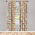 thumbnail image 2 of Ambesonne Floral Curtains, Flowers Leaves Retro Sketchy, Pair of 28"x95", Pale Salmon Avocado Green, 2 of 4