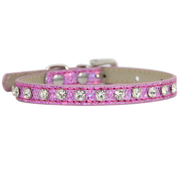 Namzi M Size Rhinestone Dog Cat Collar Adjustable Pet Collar PU Leather, for Cats and Dogs,1 Pc-Pink