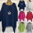 thumbnail image 3 of UPPADA Womens Summer 3/4 Sleeve Bat Shirts Tops - Novel Gothic T-Shirts Solid Color Tunic Tees Casual Loose Fit Blouses, 3 of 4