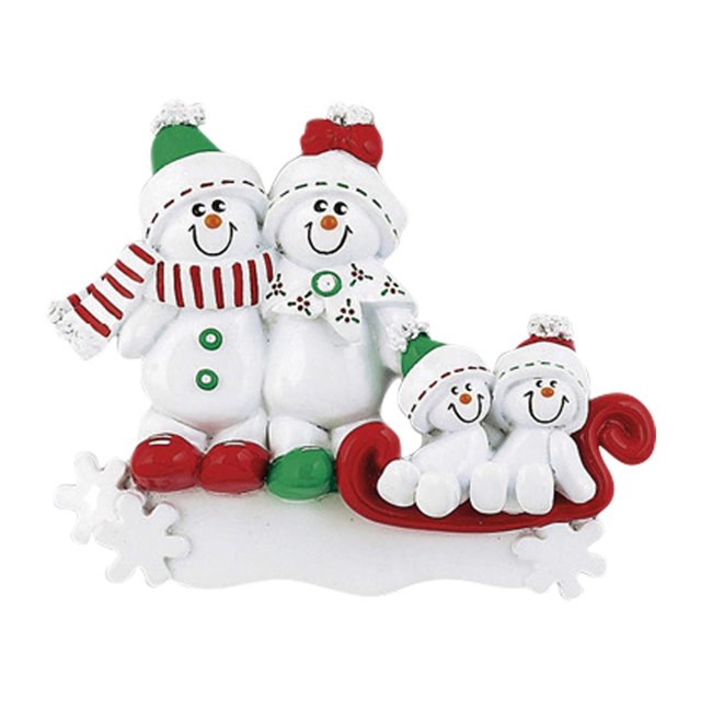 Personalized Family Christmas Ornaments - Snowman Custom Ornaments Snowman Family of 4 Christmas Ornament 2024 Customized Family of 4 Hanging Christmas Ornaments Snowman Ornaments for Christmas Tree