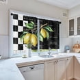 thumbnail image 5 of Lemon Flower Checkerboard Kitchen Curtains, Summer Vintage Leaf Short Window Curtains Set of 2, Window Treatment Tier Curtains for Kitchen Over Sink Bathroom Dining Room Decor (26x36 Inch), 5 of 6