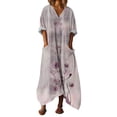 thumbnail image 2 of Nuoqisi Boho Maxi Dresses for Women 2026 Long Sleeve V Neck Smocked Vintage Floral Dress Loose Fit Garden Party Dresses, 2 of 7