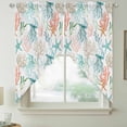 thumbnail image 2 of Teal Red Jellyfish Coastal Swag Valances for Windows, Kitchen Window Curtains Over Sink, Summer Beach Coral Starfish Nautical Window Treatment Curtains for Living Room/Bedroom 2 Panel Sets 36"x45", 2 of 8