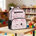 thumbnail image 2 of Jeiento Cute Cat Lightweight Kids Preschool Backpack, Polyester Bookbag with Large Compartment, Multi-Pocket Toddler School Bag for Daycare Travel, Pink, 2 of 7