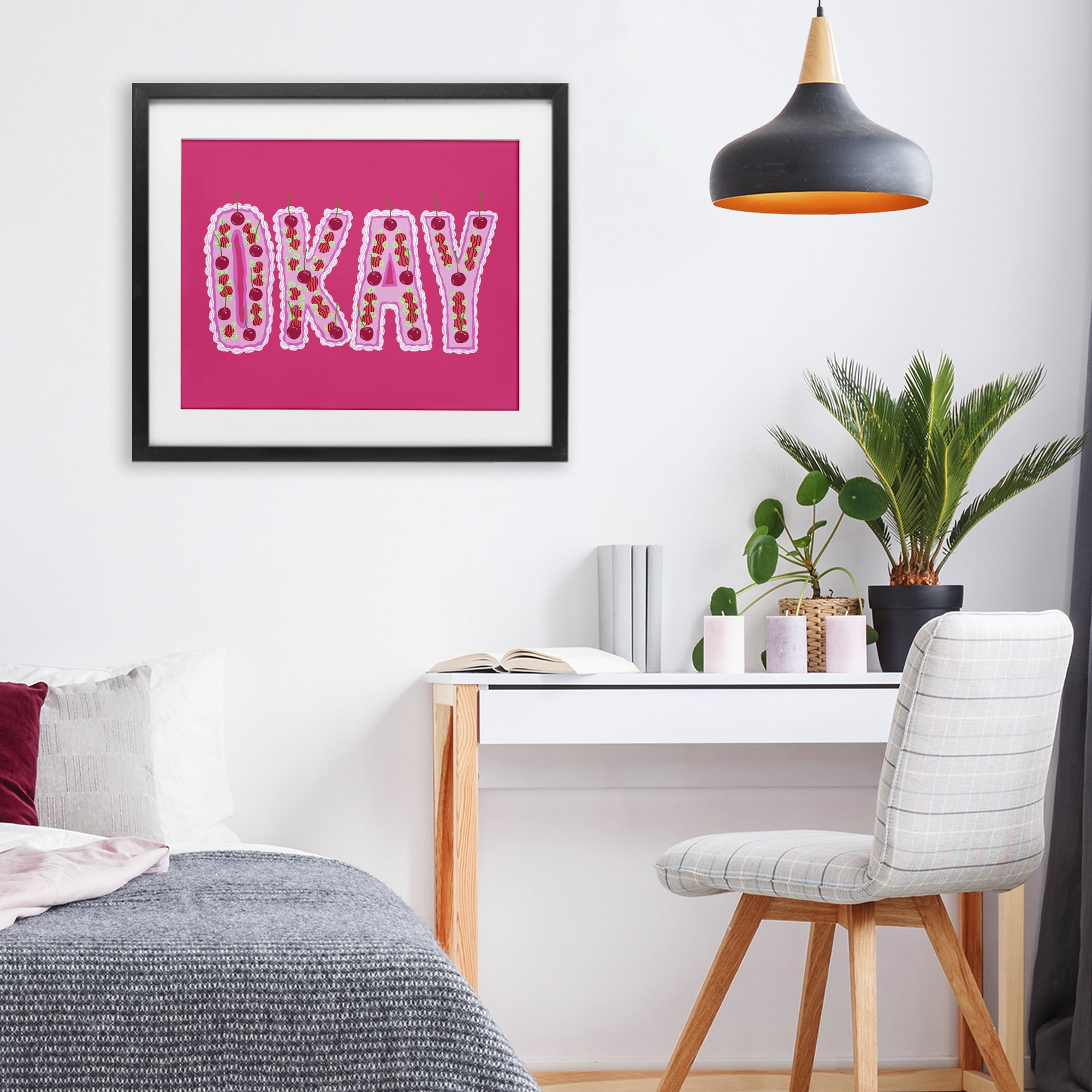 Stupell Industries Okay Cherry Cake Black Framed Print Under Glass, design by Ziwei Li