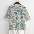 thumbnail image 5 of Xoenoiee Fish Coral Water Ripples Print Womens 3/4 Length Sleeve Tops Casual V Neck Boho Summer Dressy Blouses Button Down Shirts 2026 Spring Fall Outfits, M, 5 of 7