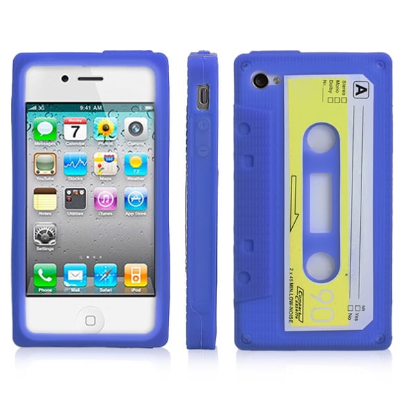 Protector de la cubierta de la caja de la piel del silicón de la cinta de casete retro para el iPhone 4S 4G