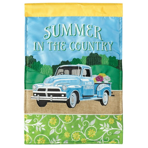 Summer In The Country Vintage Blue 29 x 42 Polyester Large Outdoor House Flag