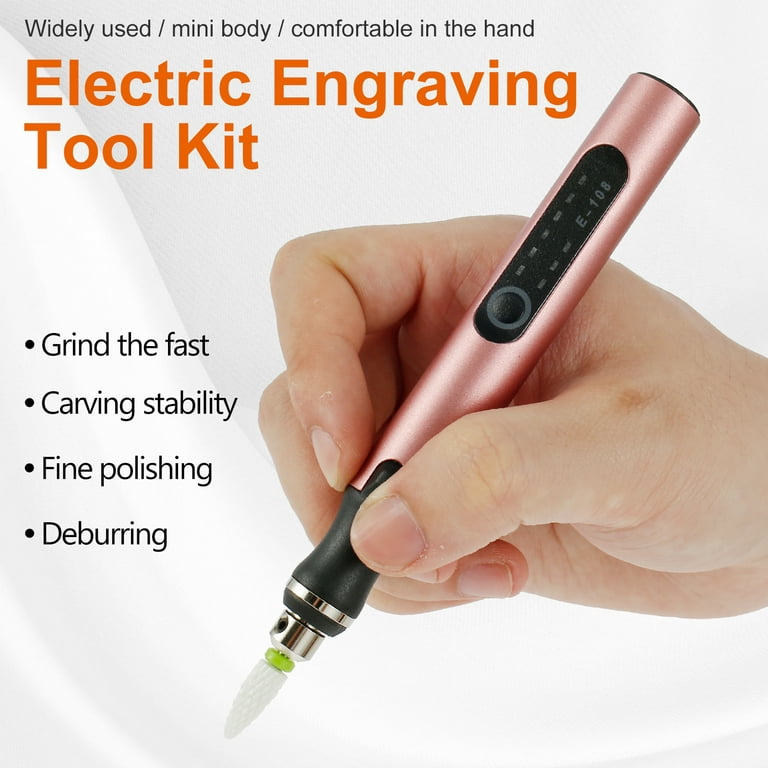 Mini Electric Engraving Pen,Engraver Pen Cordless Electric Precision  Etching Engraving Carving Pen Name Writing Carve Tool for DIY Handcraft,  Steel