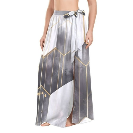 FORMRS Beach Sarong for Women Semi-Sheer Wrap Skirt Swimsuit Cover Up  Gray Hexagons