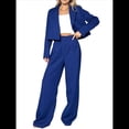thumbnail image 1 of Conjuntos de 2 Piezas para Mujer: Blazer Elegante, Chaqueta, Pantalón Recto de Cintura Alta, Conjunto Informal de Negocios. Azul M, 1 of 10