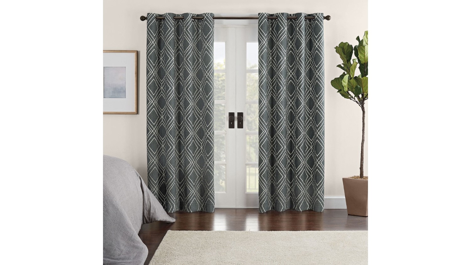 Eclipse Ambiance Geo Print Draft Stopper Energy Saving 100 Blackout GrommetTop Single Curtain