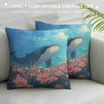 thumbnail image 3 of Blue Whale Square Cushion Covers  Ocean Whale Throw Pillow Covers Underwater Sea Animal Pillow Covers, 3 of 5