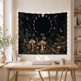 thumbnail image 5 of Mushrooms Under a Circle of Moon Phases Against Black Background, Mystical Gothic for Dark Academia Fans, Botanical Dusk Art, Halloween Gift Tapestry Wall Hanging for Bedroom and Meditation Room, 5 of 7