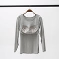 thumbnail image 5 of Pijama de una pieza sin aro y sin sujetador para mujer, de modal, con camiseta de manga larga y cuello redondo y almohadilla para el pecho, 5 of 5