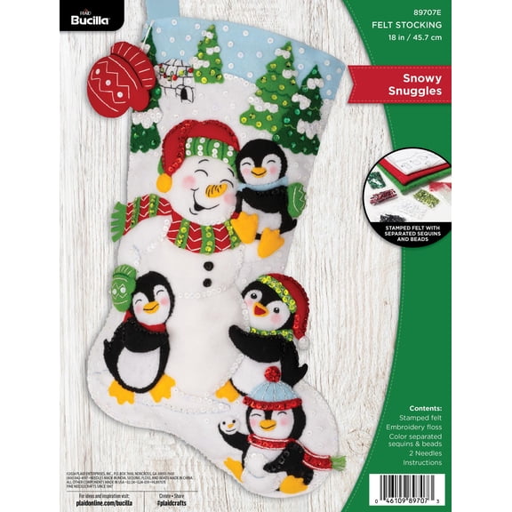 Bucilla Snowy Snuggles 18 in Multicolor Felt Stocking Kit