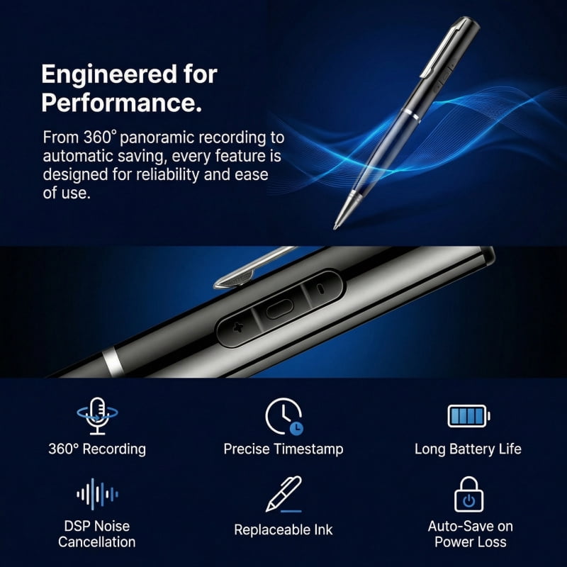 128GB Digital Voice Recorder - AI Voice Activated Audio Recorder with Noise Reduction, Portable Recording Device for Meetings, Lectures and Interviews,