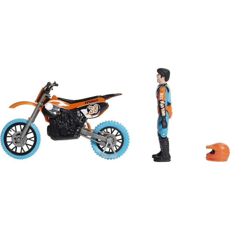 MXS Motocross Bike Toys Moto Extreme Sports, Bike & Rider with SFX Sounds  by Jakks Pacific Action Figure Playsets - #20 Orange & Blue Rider, for Kids