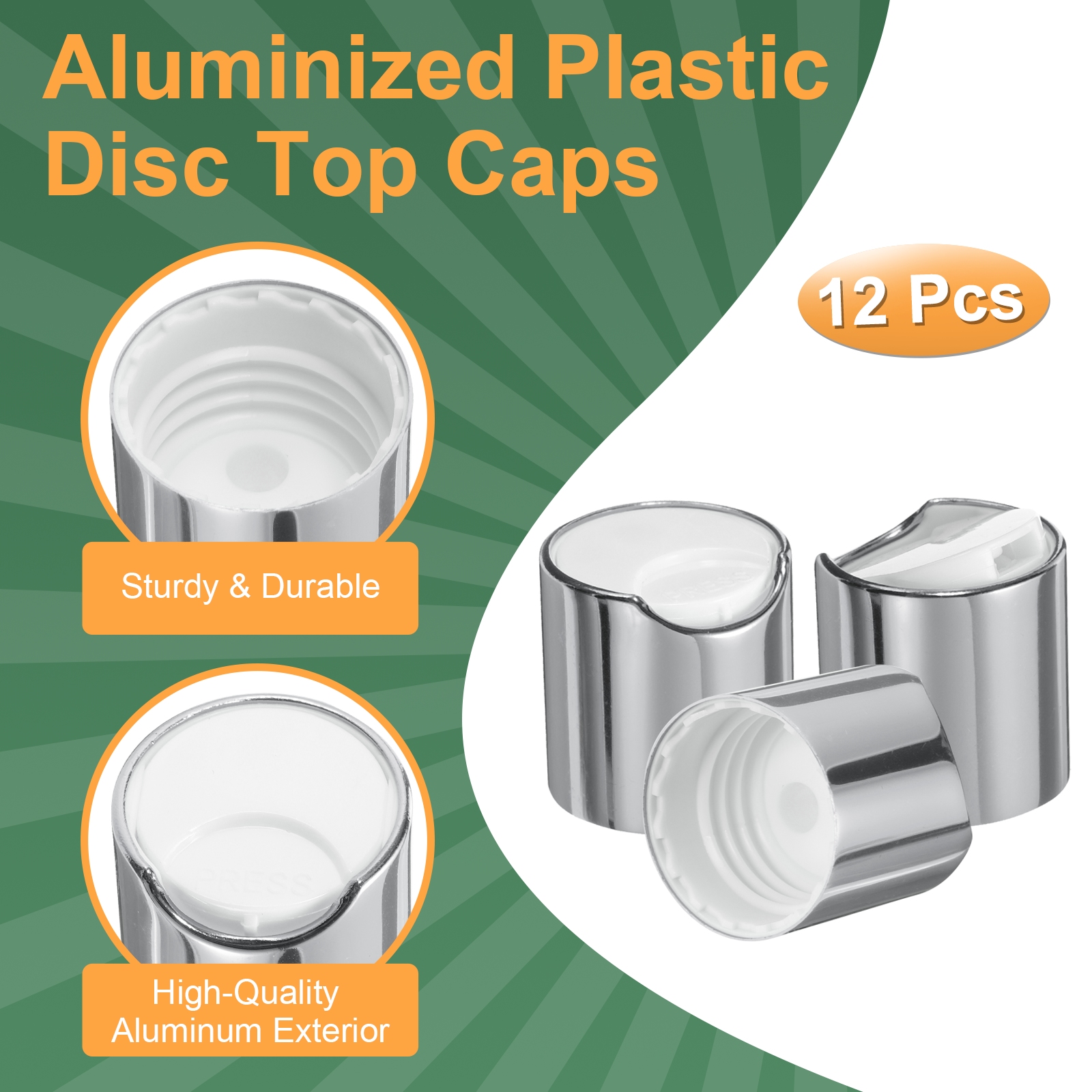 Unique Bargains Disc Top Caps Replacement Press Caps for Squeeze Bottles 24/410 Silver