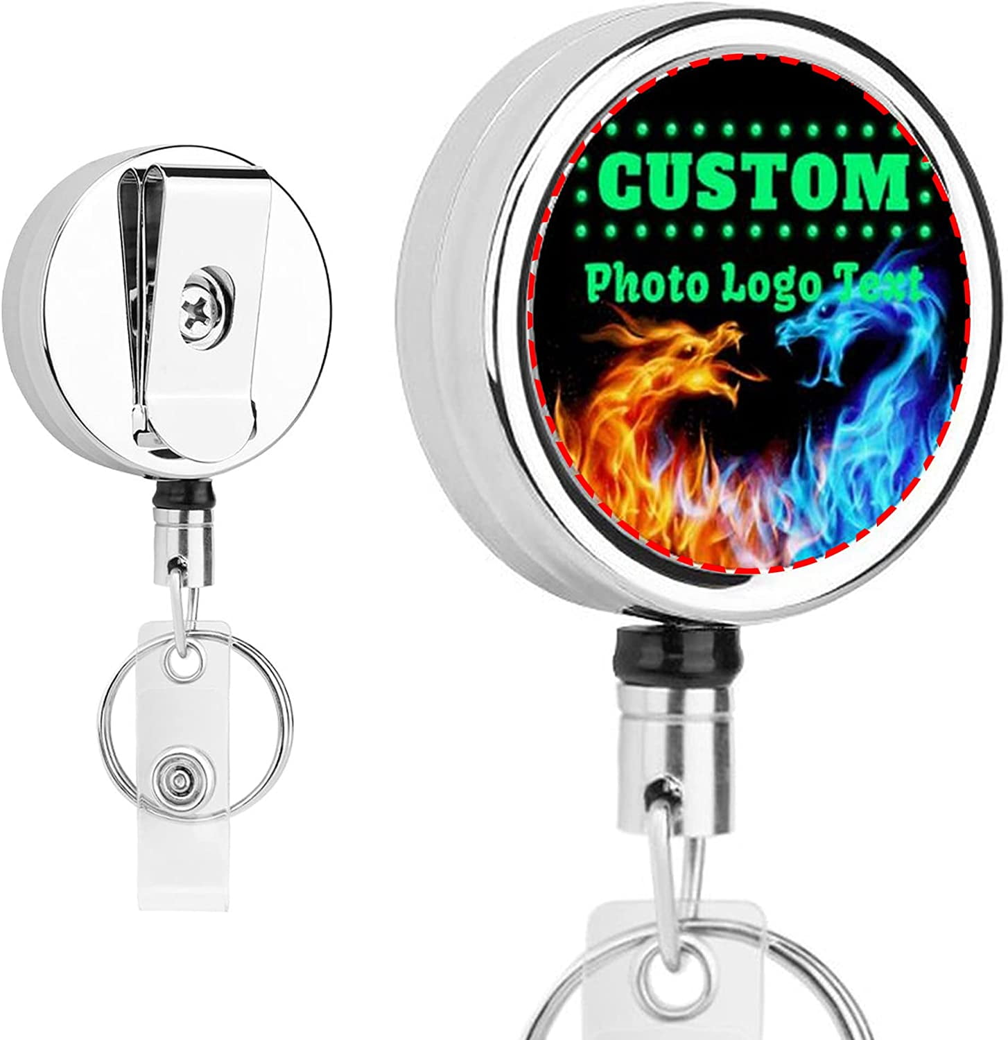Graphics and More Self-EEZ(TM) Custom Personalized Retractable Reel Chrome  Badge ID Card Holder