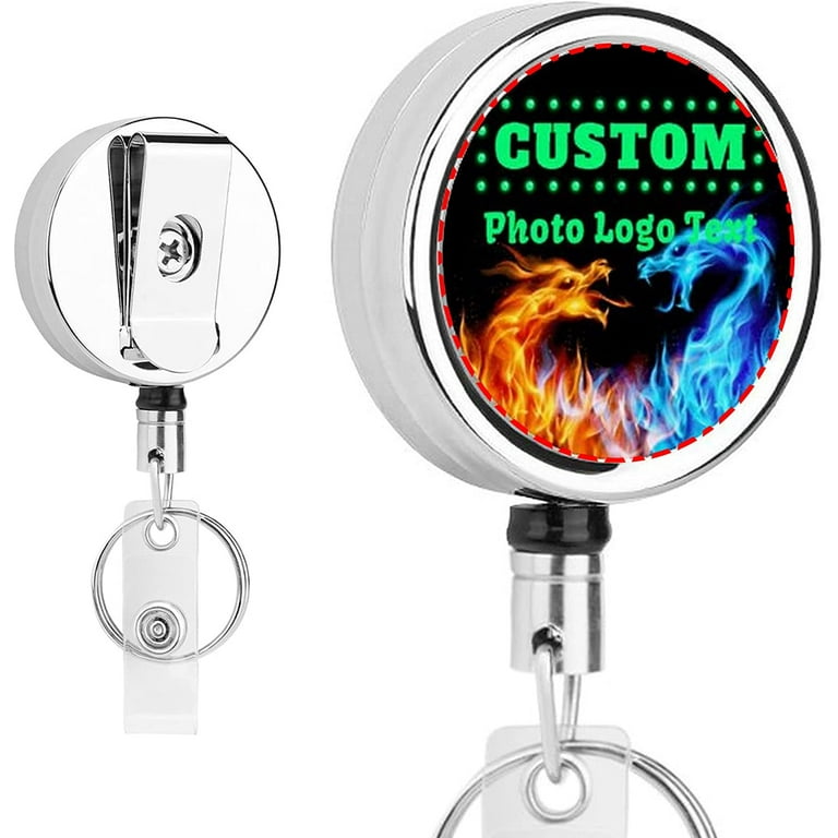 Custom Retractable ID Badge Reel, Personalized Badge Holder, Add Your  Design Name Nurse ID Card Badge Holder Reel Office Employee Name Badge  Metal