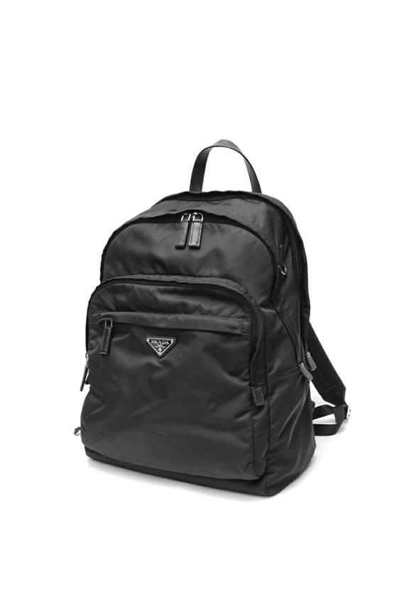 Pre-Owned Prada PRADA Re-Nylon x Saffiano Leather Backpack Rucksack 2VZ048 Nylon Black