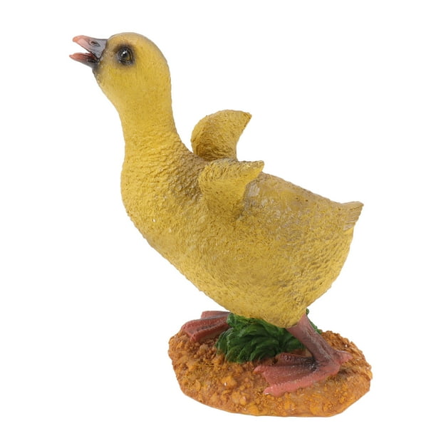 Estatua de patito de resina, adorno, figura de pato pequeño, artesanía para escritorio, decoración de jardín al aire libre, pato gris