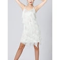 thumbnail image 4 of Kaerm Women's 1920s Flapper Dress Spaghetti Straps Sequin Fringe Latin Dance Dress Party Dancewear White XXL, 4 of 6